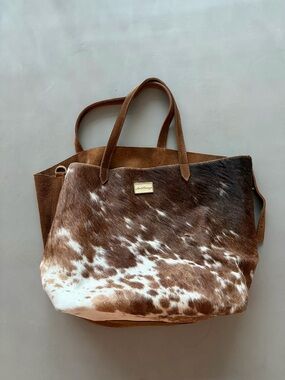 Real Cowhide Brown Suede Tote Bag
